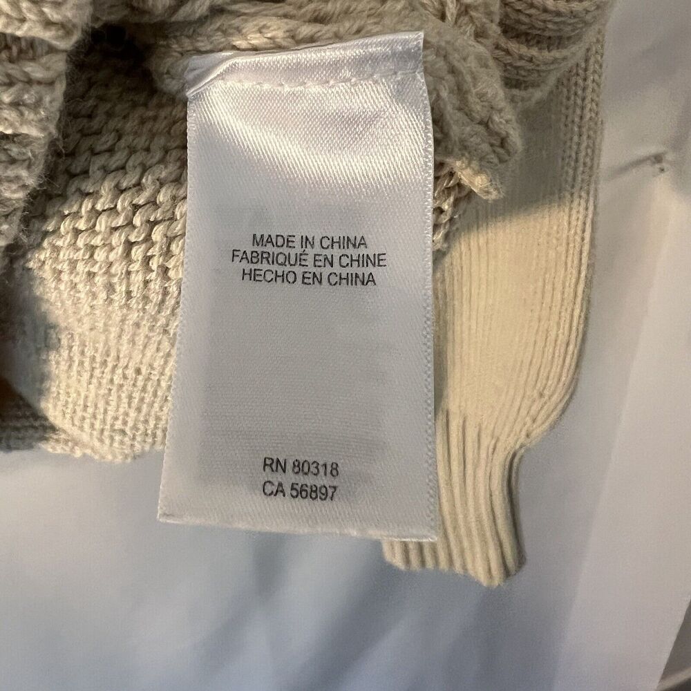 Lucky Brand Women Sweater Size Large Natural Ivory Knitted Textured Cotton Crop - Picture 6 of 11